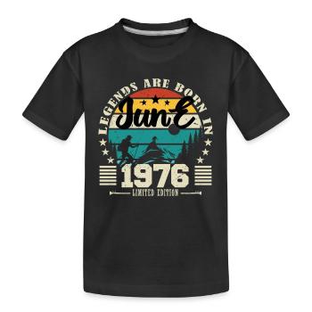 Juni 1976. Geburtstagsgeschenk Juni 1976. Juni. - Kinder Premium Bio T-Shirt - Schwarz - Vorne