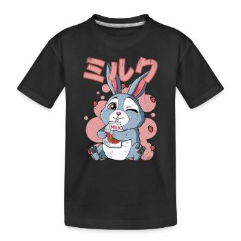 Kawaii Rabbit Strawberry Milk - Kids' Premium Organic T-Shirt - black - Front