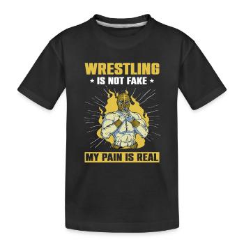 Wrestling Ringer - Kinder Premium Bio T-Shirt - Schwarz - Vorne