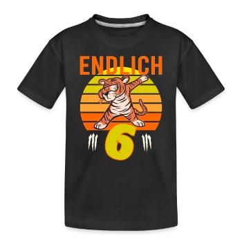 6 Geburtstag 6 Jahre Löwe dabbing Tiger witzig dab - Kinder Premium Bio T-Shirt - Schwarz - Vorne