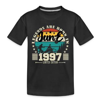 Juni 1997. Geburtstagsgeschenk Juni 1997. Juni. - Kinder Premium Bio T-Shirt - Schwarz - Vorne