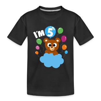 Birthday Teddy Bear 5 Years Old Bday Party Gift - Kinder Premium Bio T-Shirt - Schwarz - Vorne