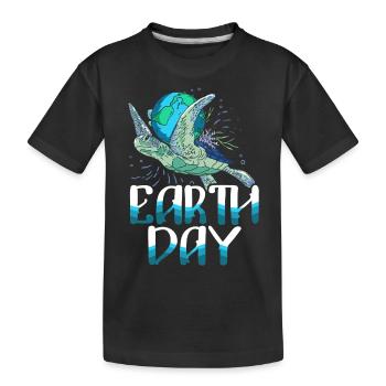 Jour de la Terre Mère Nature Tortue de mer - T-shirt bio Premium Enfant - noir - Devant