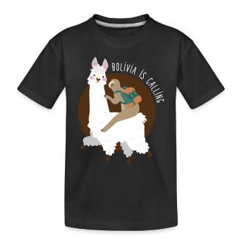 Traveller Alpaca Bolivia Holiday La Paz - Kinder Premium Bio T-Shirt - Schwarz - Vorne