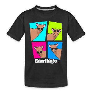 Lustige Chile Pudu Rotwild Reise nach Santiago - Kinder Premium Bio T-Shirt - Schwarz - Vorne