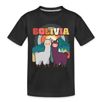 Alpaka Backpacker Südamerika Bolivien - Kinder Premium Bio T-Shirt - Schwarz - Vorne