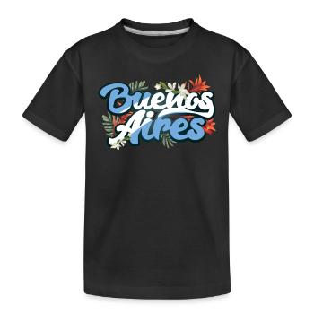 Argentinien Reisende Flora Buenos Aires - Kinder Premium Bio T-Shirt - Schwarz - Vorne