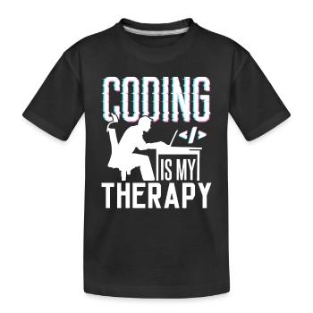 Programmieren Ist Meine Therapie Code Coder Coding - Kinder Premium Bio T-Shirt - Schwarz - Vorne