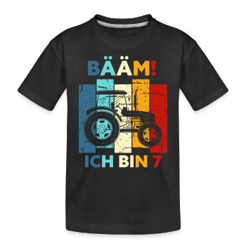 7. Geburtstag 7 Jahre Geschenk Sieben Traktor - Kinder Premium Bio T-Shirt - Schwarz - Vorne
