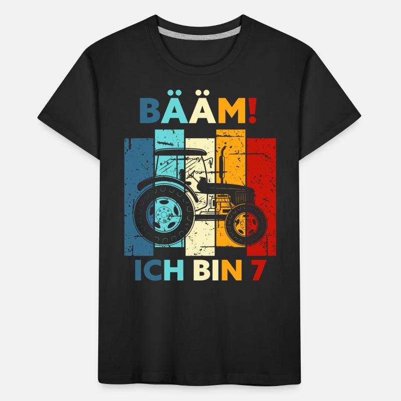 7. Geburtstag 7 Jahre Geschenk Sieben Traktor Kinder Premium Bio T-Shirt