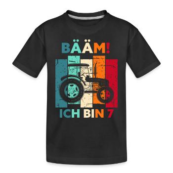 7. Geburtstag 7 Jahre Geschenk Sieben Traktor - Kinder Premium Bio T-Shirt - Schwarz - Vorne