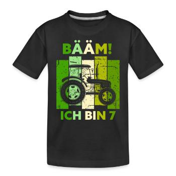 7. Geburtstag 7 Jahre Geschenk Sieben Traktor - Kinder Premium Bio T-Shirt - Schwarz - Vorne