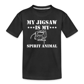 Lustiges Stichsäge Shirt - Kinder Premium Bio T-Shirt - Schwarz - Vorne