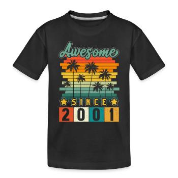 2001 Born Birthday Year of birth vintage - Kids' Premium Organic T-Shirt - black - Front