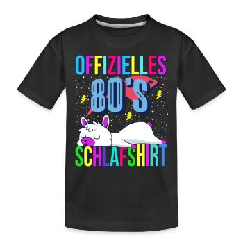 80s Schlafshirt Süßes Lama Langschläfer - Kinder Premium Bio T-Shirt - Schwarz - Vorne
