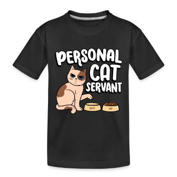 Serviteur personnel pour chat servant de la nourriture - T-shirt bio Premium Enfant - noir - Devant
