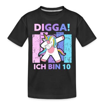 10. Geburtstag Geschenk 10 Jahre Einhorn Zehn - Kinder Premium Bio T-Shirt - Schwarz - Vorne