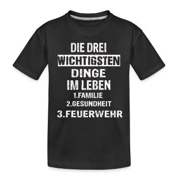 Feuerwehr - Kinder Premium Bio T-Shirt - Schwarz - Vorne