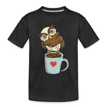 Koffeinierter Nachtvogel Koffein - Kinder Premium Bio T-Shirt - Schwarz - Vorne