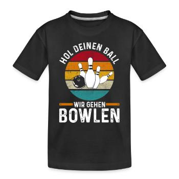 Bowler Bowlen Kegeln Bowling - Kinder Premium Bio T-Shirt - Schwarz - Vorne