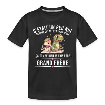 Ich werde eine älterer Bruder Dino Design - Kinder Premium Bio T-Shirt - Schwarz - Vorne
