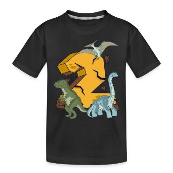 Chemise d’anniversaire dinosaure 2 ans Jeunes enfants - T-shirt bio Premium Enfant - noir - Devant