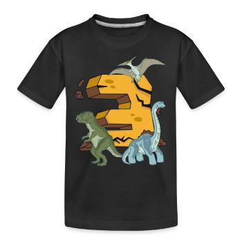 Chemise d’anniversaire dinosaure 3 ans Jeunes enfants - T-shirt bio Premium Enfant - noir - Devant