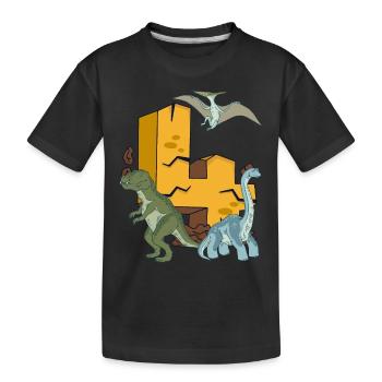 Dinosaurier Geburtstagsshirt 4 Jahre Junge Kinder - Kinder Premium Bio T-Shirt - Schwarz - Vorne