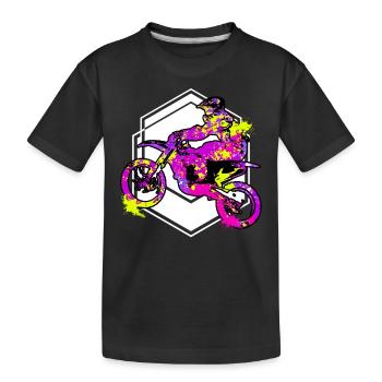 Extremsport Motocross Mädchen Motorrad - Kinder Premium Bio T-Shirt - Schwarz - Vorne