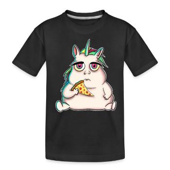 Einhorn Pizza - Kinder Premium Bio T-Shirt - Schwarz - Vorne