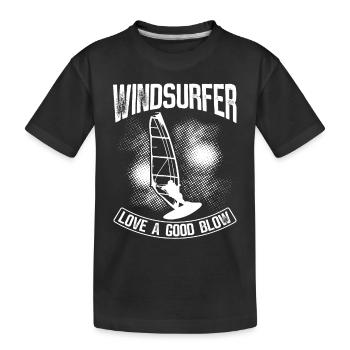 Windsurfers love a good wind - Kids' Premium Organic T-Shirt - black - Front