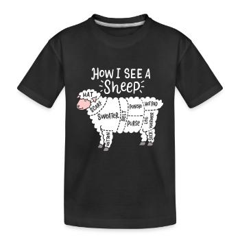 Comment je vois un mouton mignon laine de laine mouton - T-shirt bio Premium Enfant - noir - Devant