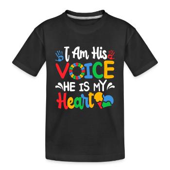 Autismus Vaterschaft Ich bin seine Stimme Er ist mein Herz - Kinder Premium Bio T-Shirt - Schwarz - Vorne