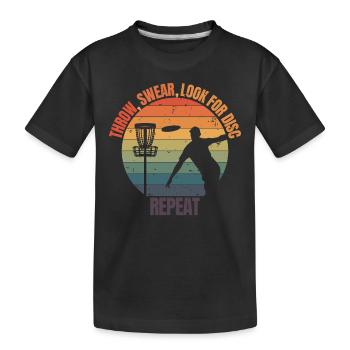 Retro Disc Golf Spieler Frisbee - Kinder Premium Bio T-Shirt - Schwarz - Vorne