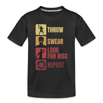 Weinlese Frisbee Spieler Retro Disc Golf - Kinder Premium Bio T-Shirt - Schwarz - Vorne