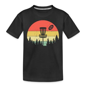 Retro Disc Golf Spieler Frisbee - Kinder Premium Bio T-Shirt - Schwarz - Vorne