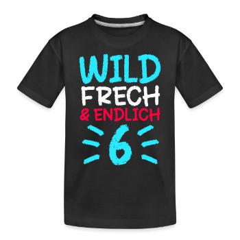 6 Geschenk 6. Geburtstag Sechs Junge Mädchen - Kinder Premium Bio T-Shirt - Schwarz - Vorne