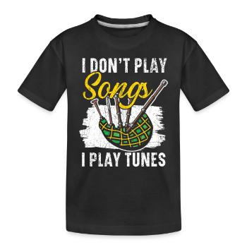 I don't play songs I play melodies music - Kids' Premium Organic T-Shirt - black - Front