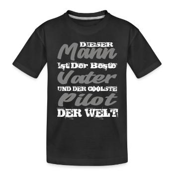 Vater und Pilot - Kinder Premium Bio T-Shirt - Schwarz - Vorne