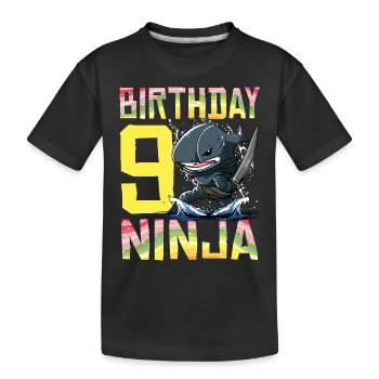 Shark Ninja I'm 9 - Action Unterwasser Geburtstag - Kinder Premium Bio T-Shirt - Schwarz - Vorne