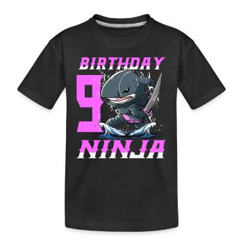 Shark Ninja I'm 9 - Action Unterwasser Geburtstag - Kinder Premium Bio T-Shirt - Schwarz - Vorne