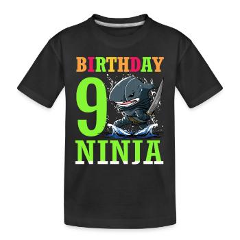 Shark Ninja I'm 9 - Action Unterwasser Geburtstag - Kinder Premium Bio T-Shirt - Schwarz - Vorne