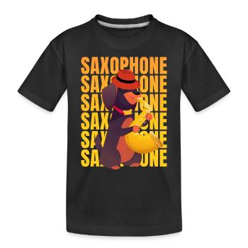 Dackel Dog Lover Saxophonist Player - Kinder Premium Bio T-Shirt - Schwarz - Vorne