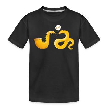 Lustiger Schlangen Saxophonist Spieler Orchester - Kinder Premium Bio T-Shirt - Schwarz - Vorne