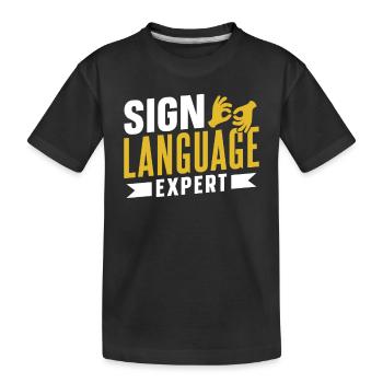 Gebärdensprache Experte Gebärden Gestik Awareness - Kinder Premium Bio T-Shirt - Schwarz - Vorne