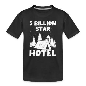 Fünf 5-Milliarden-Sterne-Hotel Camping Natur-Camp - Kinder Premium Bio T-Shirt - Schwarz - Vorne