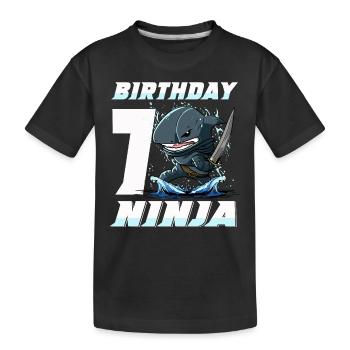 Shark Ninja I am 7 - Action Underwater Birthday - Kids' Premium Organic T-Shirt - black - Front