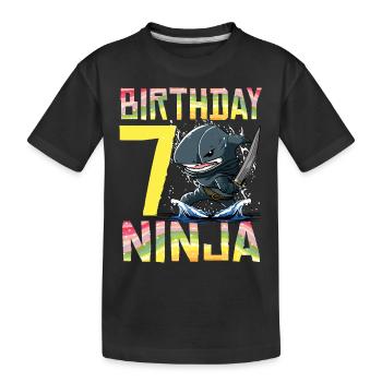 Shark Ninja I am 7 - Action Underwater Birthday - Kids' Premium Organic T-Shirt - black - Front