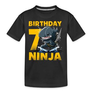 Shark Ninja I am 7 - Action Underwater Birthday - Kids' Premium Organic T-Shirt - black - Front