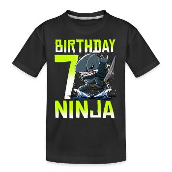Shark Ninja I am 7 - Action Underwater Birthday - Kids' Premium Organic T-Shirt - black - Front